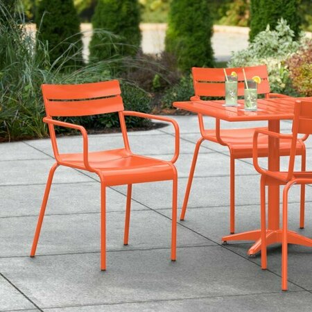 LANCASTER TABLE & SEATING Orange Powder Coated Aluminum Outdoor Arm Chair 427CALUARMOR